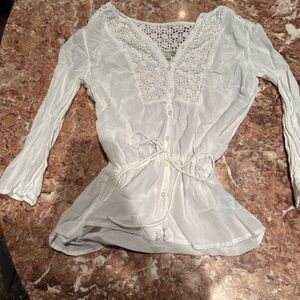 Free People White Crochet Blouse